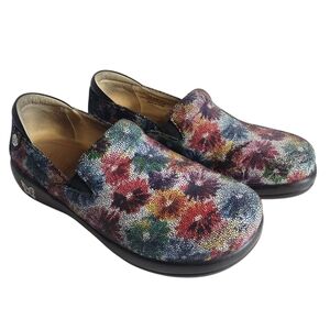Alegria Women's Multicolor Floral Leather Comfort Nursing Slip-On Clog Size 39